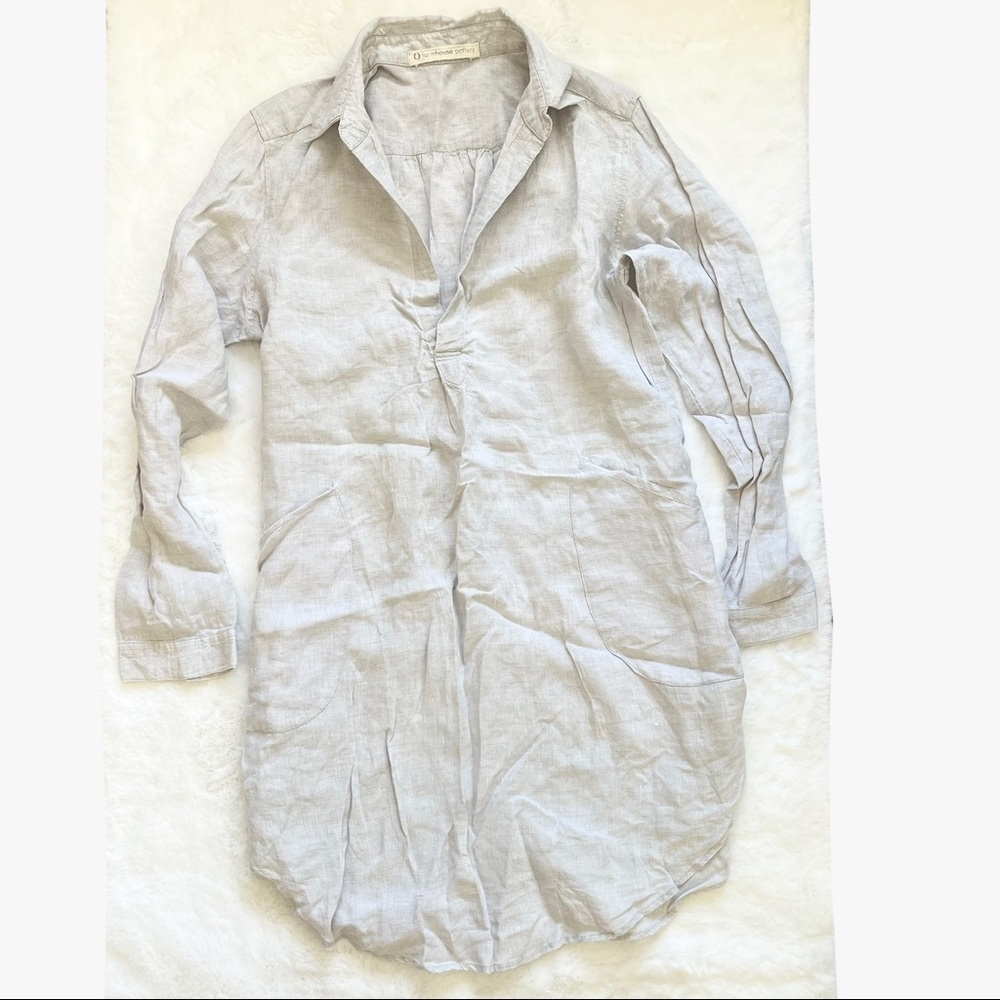 FARMHOUSE POTTERY 100% Linen TUNIC or DRESS Size Large Minimalist LAGENLOOK - Picture 9 of 10